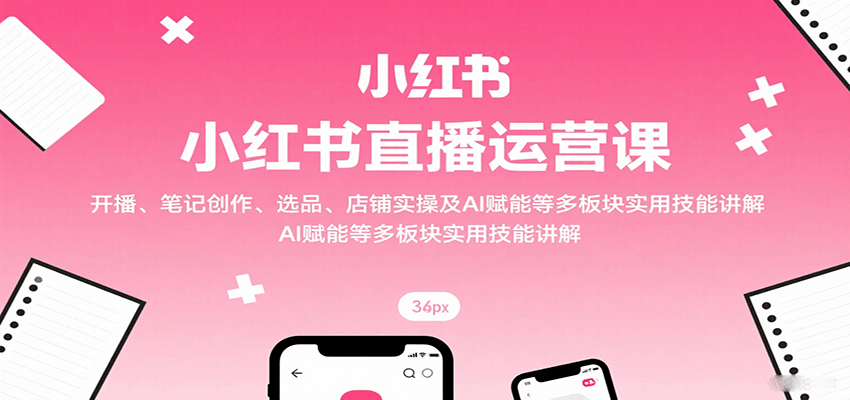 小红书直播运营课：开播、笔记创作、选品、店铺实操及 AI 赋能等多板块实用技能讲解-皮皮网创