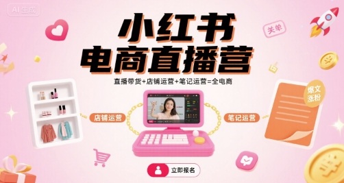 小红书电商直播营,直播带货+店铺运营+笔记运营=全电商-皮皮网创
