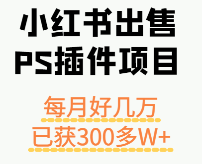 小红书出售PS插件项目，每月都收入好几万，长期操作已获利300多W+-皮皮网创
