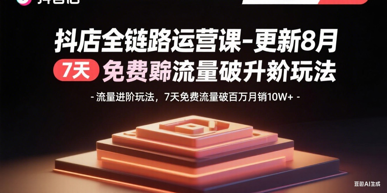 抖店全链路运营课-更新8月：流量进阶玩法，7天免费流量破百万月销10W+-皮皮网创