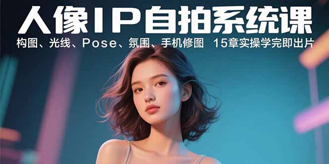 人像IP自拍系统课：构图、光线、Pose、氛围、手机修图 15章实操学完即出片-皮皮网创
