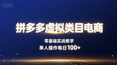 拼多多虚拟类目电商，零基础实战教学，单人操作每日100+-皮皮网创