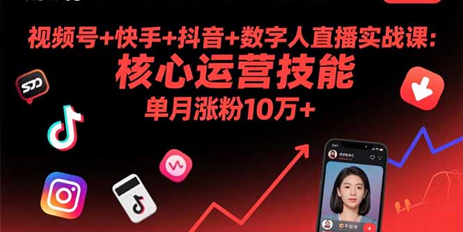 视频号+快手+抖音+数字人直播实战课(9月-皮皮网创