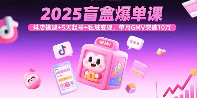 2025盲盒爆单课，抖店搭建+5天起号+私域变现，单月GMV突破10万-皮皮网创