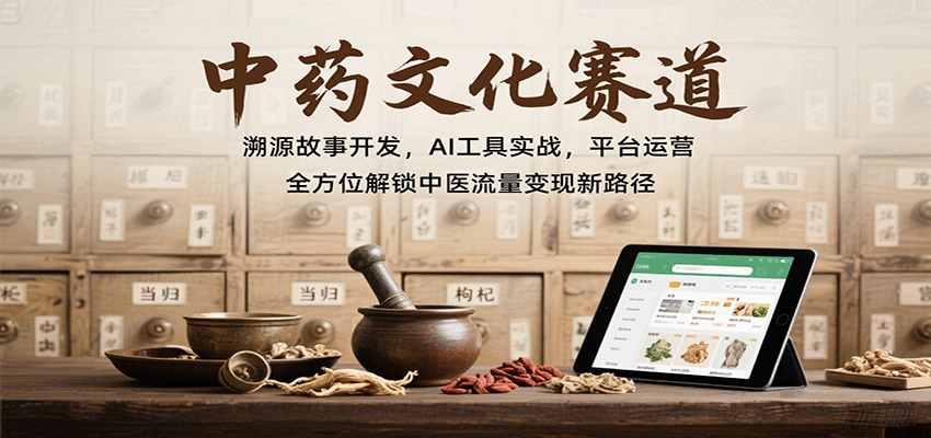 中药文化赛道：溯源故事开发，AI工具实战，平台运营，全方位解锁中医流量变现新路径-皮皮网创