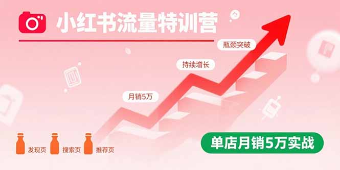 小红书流量特训营：突破流量瓶颈，实现店铺持续增长，单店月销5万实战-皮皮网创