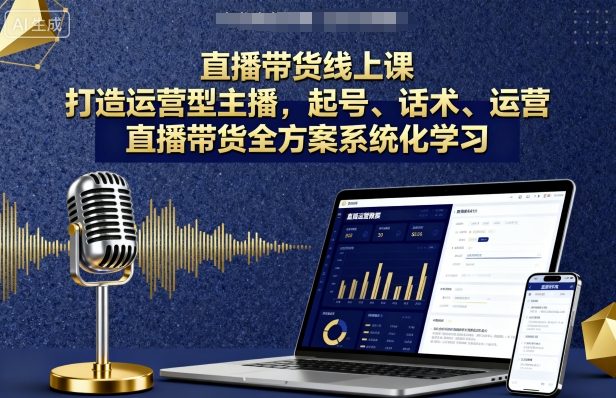 直播带货线上课，打造运营型主播，起号、话术、运营，直播带货全方案系统化学习-皮皮网创