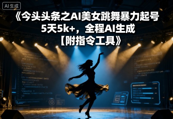 今日头条之AI美女跳舞暴力起号，5天1k+，全程AI生成【附指令工具】-皮皮网创