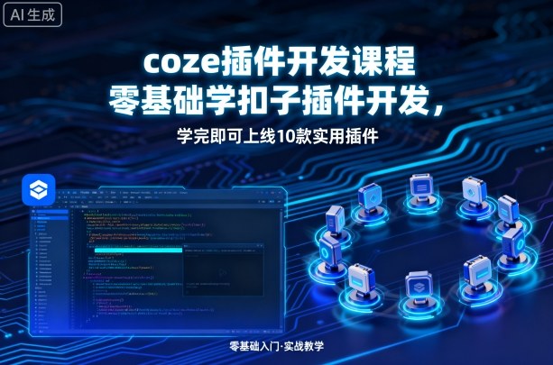 coze插件开发课程，零基础学扣子插件开发，学完即可上线10款实用插件-皮皮网创