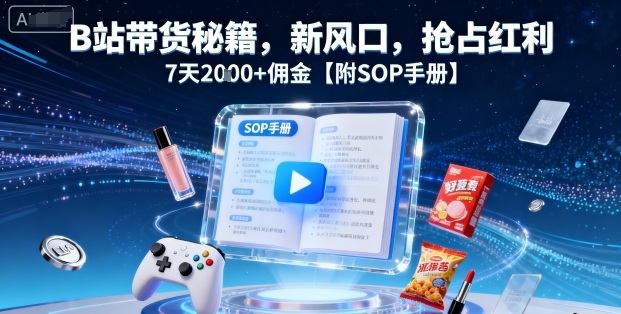 B站带货秘籍，新风口，抢占红利，7天2k+佣金【附SOP手册】-皮皮网创