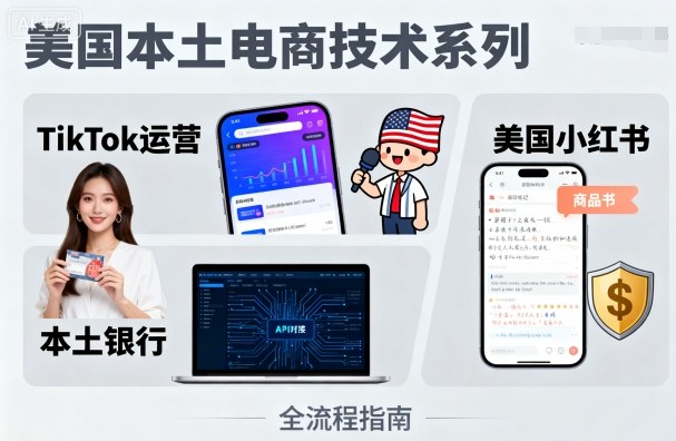 美国本土电商技术,Tiktok 运营篇+美国小红书篇+本土银行篇-皮皮网创