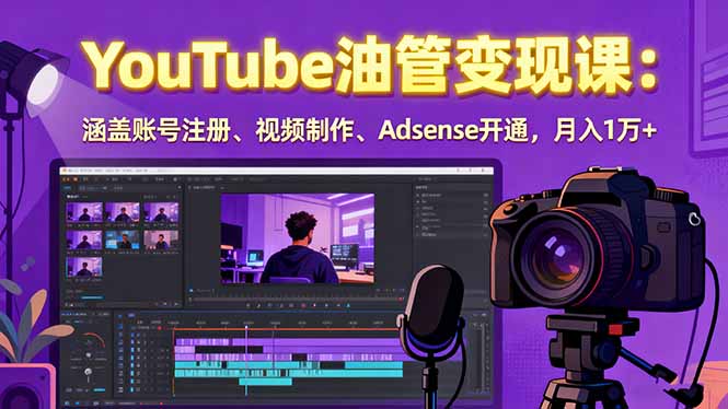 2025YouTube油管变现课：涵盖账号注册、视频制作、Adsense开通，月入1万+-皮皮网创