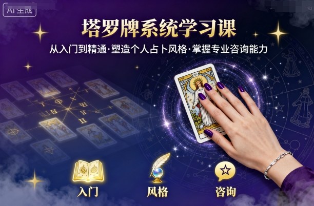 塔罗牌系统学习课，助你从入门到精通，塑造个人占卜风格，掌握专业咨询能力-皮皮网创