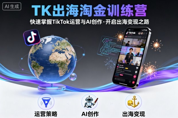 TK出海淘金训练营，助你快速掌握TikTok运营与AI创作，开启出海变现之路-皮皮网创
