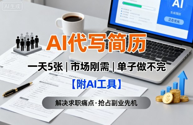 AI代写简历，一天5张，今年找工作难，市场刚需，单子做不完【附AI工具】-皮皮网创