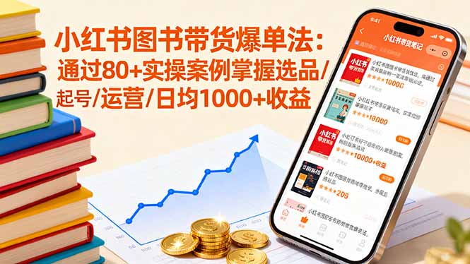 小红书图书带货爆单法：通过80+实操案例掌握选品/起号/运营/日均1000+收益-皮皮网创