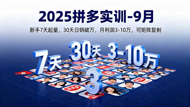 2025拼多多实训-9月:新手7天起量,30天日销破万,月利润3-10万,可矩阵复制-皮皮网创
