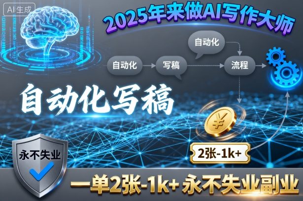 2025年来做AI写作大师，自动化写稿，一单2张-1k+，永不失业副业-皮皮网创