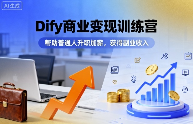 Dify商业变现训练营，帮助普通人升职加薪，获得副业收入-皮皮网创