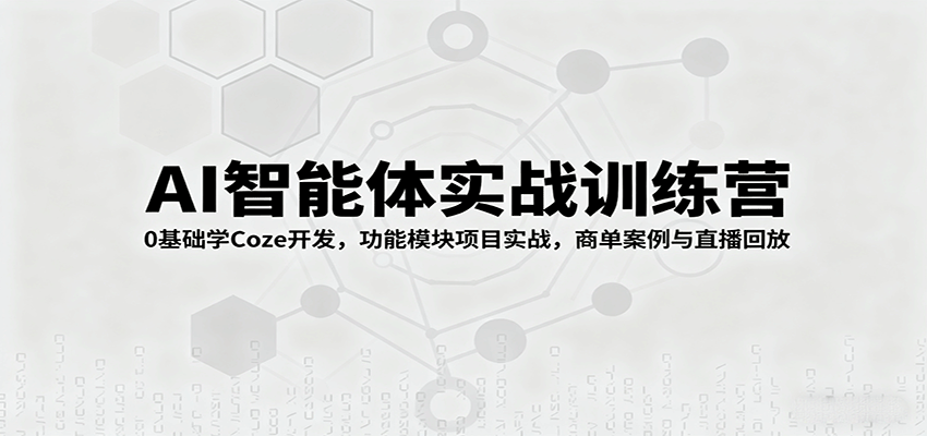 AI智能体实战训练营：0基础学Coze开发，功能模块项目实战，商单案例与直播回放-皮皮网创