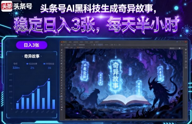 头条号AI黑科技生成奇异故事，稳定日入3张，每天半小时-皮皮网创