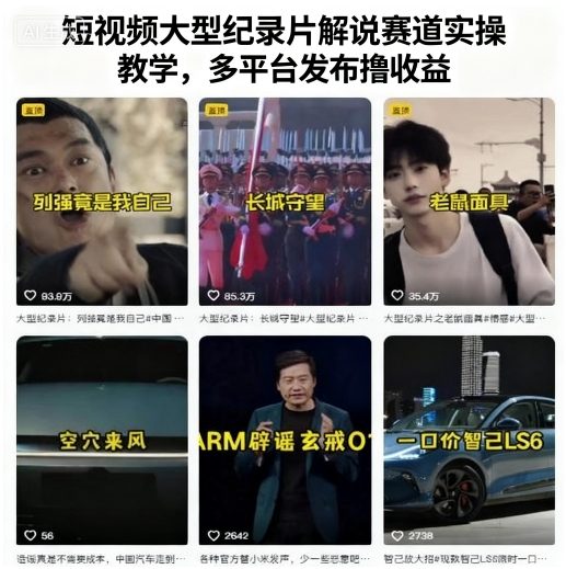 短视频大型纪录片解说赛道实操教学，多平台发布撸收益-皮皮网创