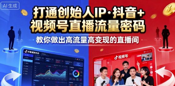 25年直播9-10两期线下课，打通创始人IP，抖音+视频号直播流量密码，教你做出高流量高变现的直播间-皮皮网创