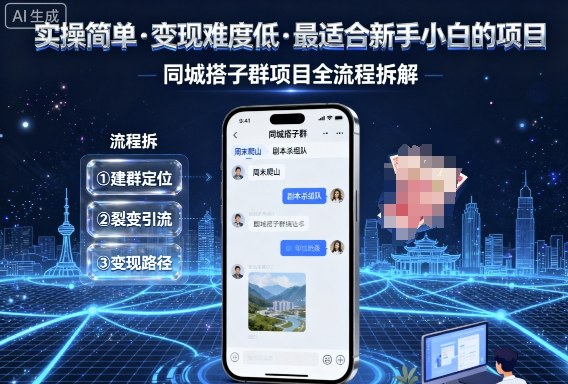 实操简单，变现难度低，最适合新手小白做的项目，每天轻松收入3张，同城搭子群项目全流程拆解-皮皮网创