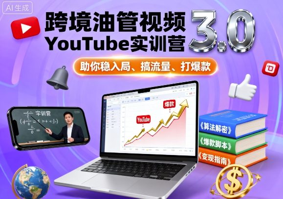 跨境油管视频YouTube实训营3.0，助你稳入局、搞流量、打爆款-皮皮网创