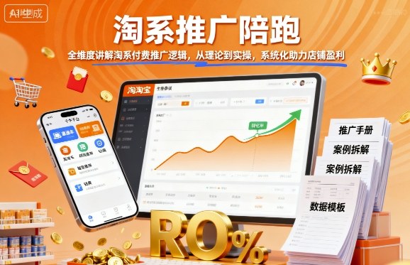 淘系推广陪跑，全维度讲解淘系付费推广逻辑，从理论到实操，系统化助力店铺盈利-皮皮网创