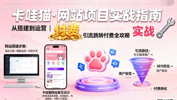 卡哇猫·网站项目，网站搭建与运营以及引流跳转付费-皮皮网创