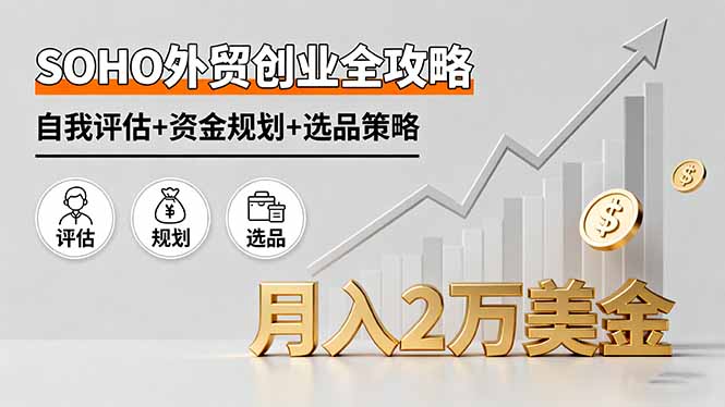 SOHO外贸创业全攻略，自我评估+资金规划+选品策略，月入2万美金-皮皮网创