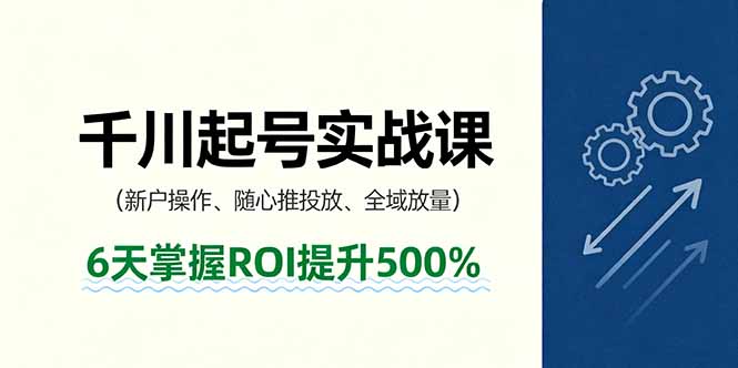 抖音千川起号实战课，新户操作,随心推投放,全域放量，6天掌握ROI提升500%-皮皮网创