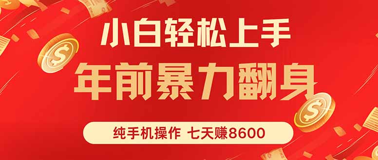 七天狂赚8600，小白纯手机操作，日入1000+-皮皮网创