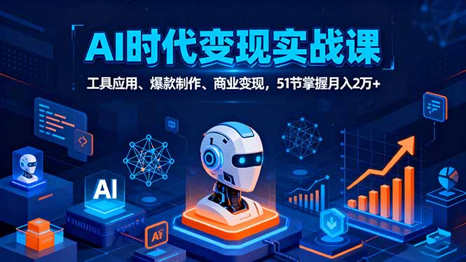 AI时代全场景实战课，工具应用、爆款制作、商业变现，51节掌握月入2万+-皮皮网创
