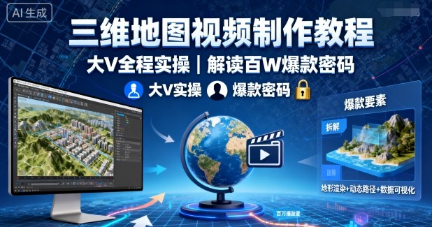 三维地图视频制作教程，大V全程实操，解读百W爆款密码-皮皮网创