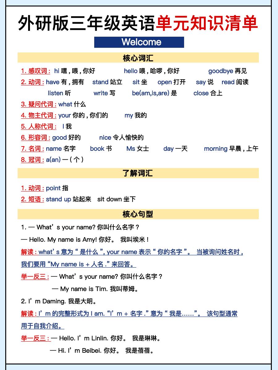 外研三上英语知识清单全-皮皮网创