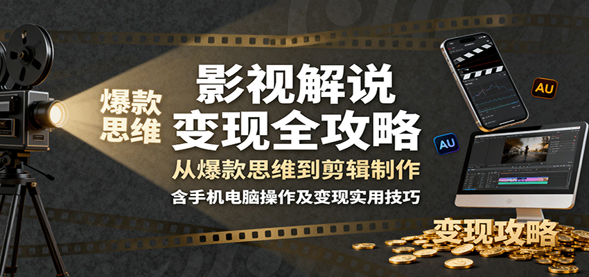 影视解说变现全攻略：从爆款思维到剪辑制作，含手机电脑操作及变现实用技巧-皮皮网创