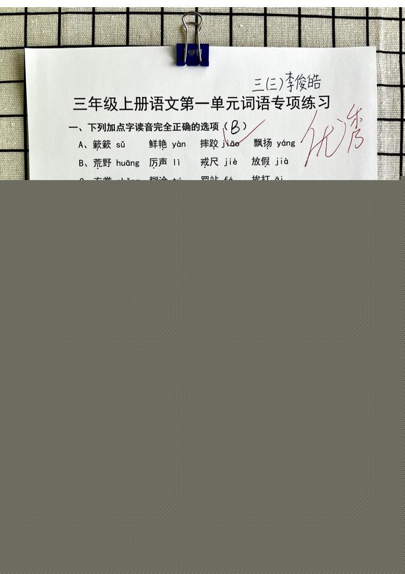三年级上册语文第一单元词语专项答案-皮皮网创