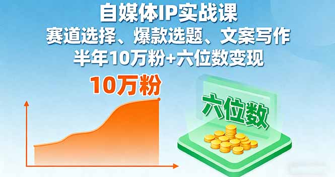 自媒体IP实战课，赛道选择、爆款选题、文案写作，半年10万粉+六位数变现-皮皮网创