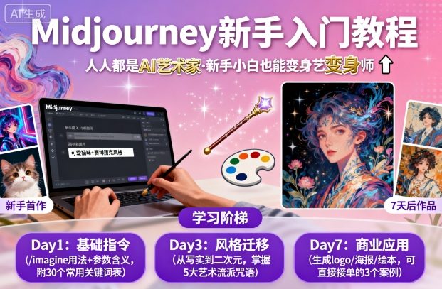 midjourney新手入门教程：人人都是AI艺术家，新手小白也能变身艺术大师-皮皮网创