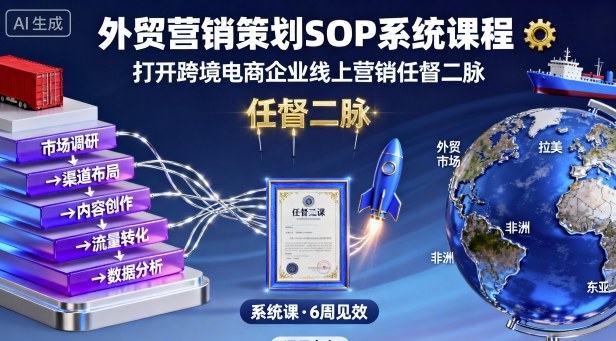 外贸营销策划SOP系统课程，打开跨境电商企业线上营销任督二脉-皮皮网创