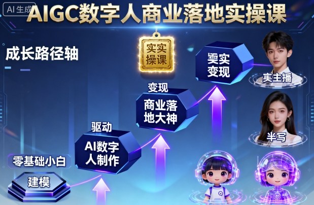 AIGC数字人商业落地实操课，从零基础小白到AI数字人大神-皮皮网创