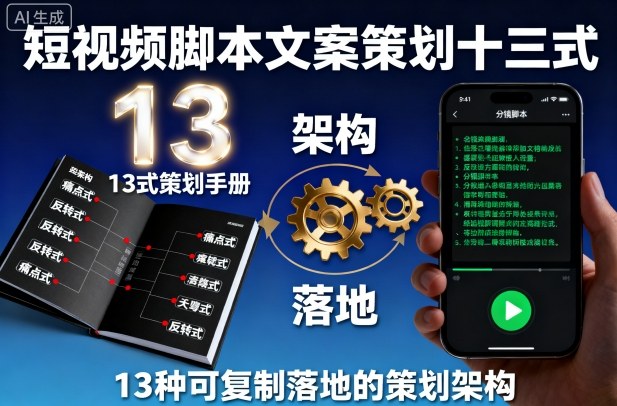 短视频脚本文案策划十三式，13种可复制落地的策划架构-皮皮网创