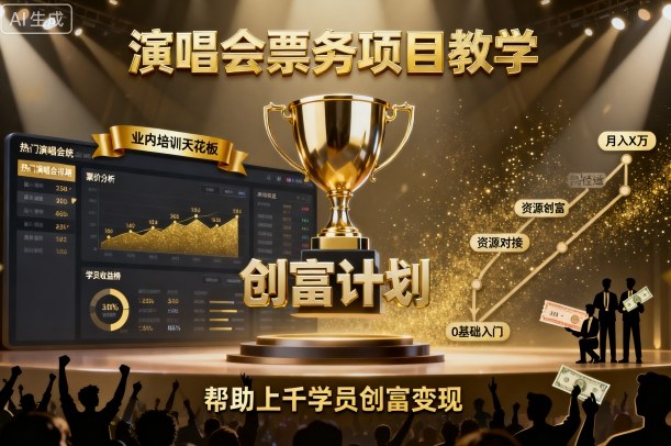 演唱会票务项目教学，业内培训天花板，帮助上千学员创富变现-皮皮网创