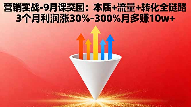 营销实战-9月突围课:本质+流量+转化全链路 3个月利润涨30%-300%月多赚10w+-皮皮网创