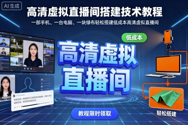 高清虚拟直播间搭建技术教程，一部手机、一台电脑、一块绿布轻松搭建低成本高清虚拟直播间-皮皮网创
