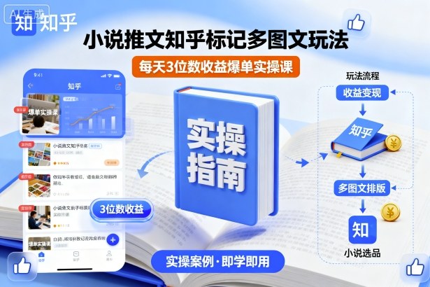 小说推文知乎标记多图文玩法，每天3位数收益爆单实操课-皮皮网创