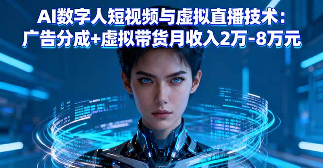 AI数字人短视频与虚拟直播技术：广告分成+虚拟带货月收入2万-8万元-皮皮网创