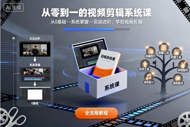 从零到一的视频剪辑系统课，从0基础–系统掌握–实战进阶，学拍视频剪辑-皮皮网创